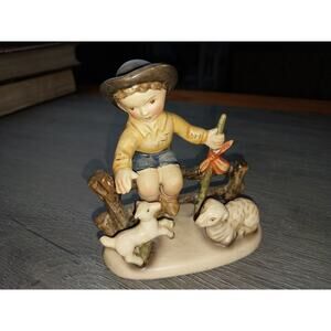 Rare Vintage Jema Holland Figurine #57 Girl with Sheep & Lamb